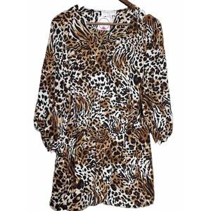 Promises Promises Elastic Waist 3/4 Sleeve Wrap Blouse - Leopard Cheetah 3x NWT